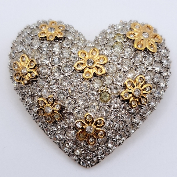 Vintage Nina Ricci Crystal Heart Brooch - Picture 5 of 5